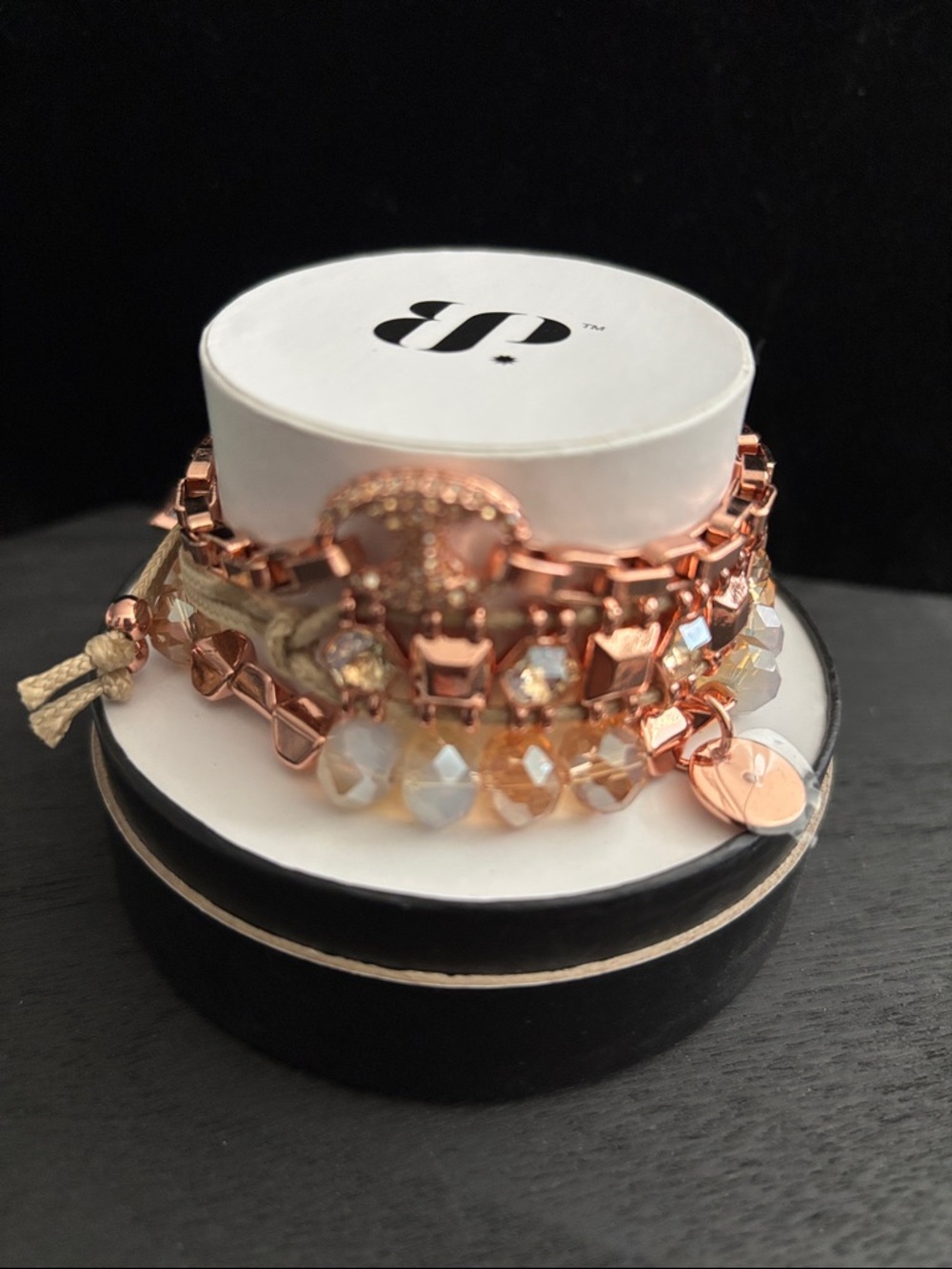 Bomb Party Rose Gold Crystal Beaded Multi-Strand Bracelet - Unbranded